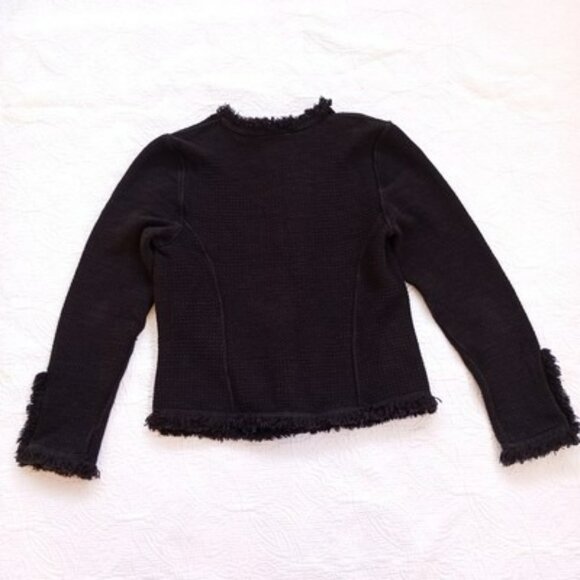 Nic+Zoe Jacket Black Textured Open Front Fringe Trim & Snap Cuff Detail Size XS - Picture 8 of 15
